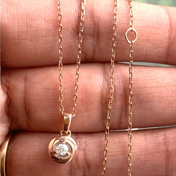 10k Rose Gold Love Knot Diamond Necklace - Main Image